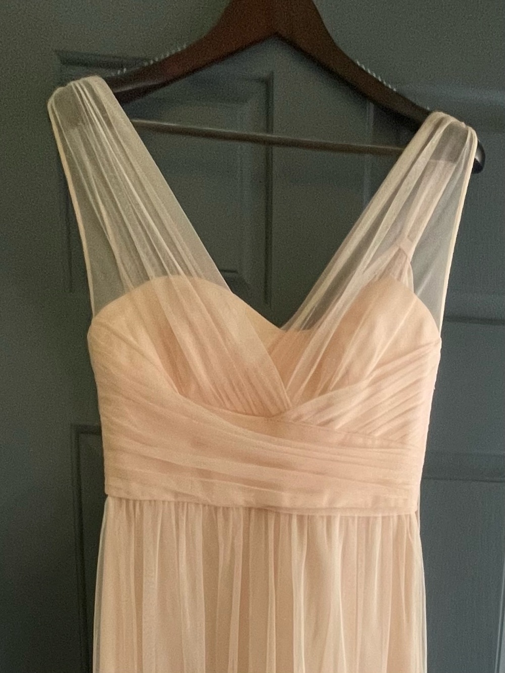 Amsale Bellini G837U Blush Tulle Bridesmaid Dress Size 10 Formal Maxi Gown